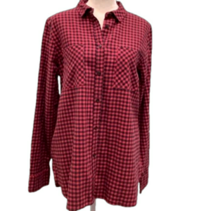 J. Crew Classic Fit Plaid Shirt Red & Black Cotton - Size 6